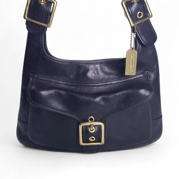 Coach Vintage Saddle Hippie Legacy 9340 Black Leather Buckle Shoulder Bag - Picture 4 of 13